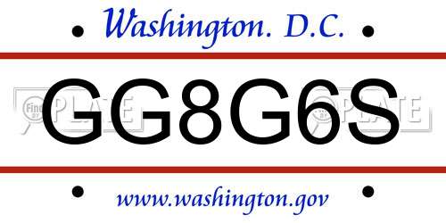 GG8G6S District Of Columbia License Plate