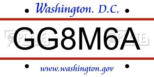 GG8M6A District Of Columbia License Plate