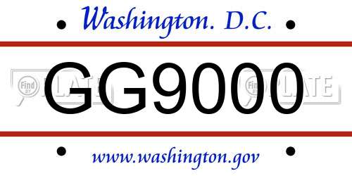 GG9000 District Of Columbia License Plate
