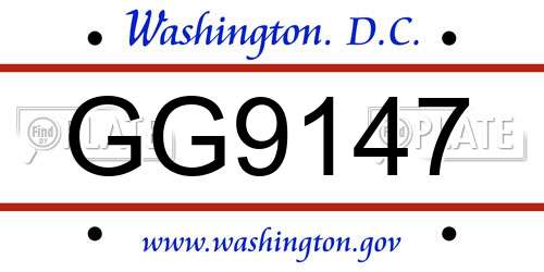 GG9147 District Of Columbia License Plate