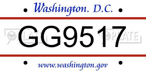 GG9517 District Of Columbia License Plate