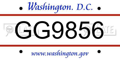 GG9856 District Of Columbia License Plate