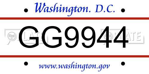 GG9944 District Of Columbia License Plate