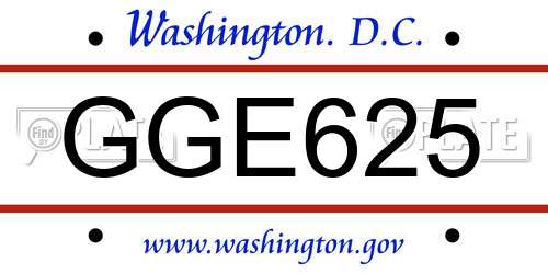 GGE625 District Of Columbia License Plate