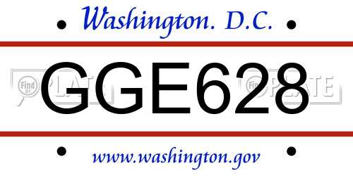 GGE628 District Of Columbia License Plate