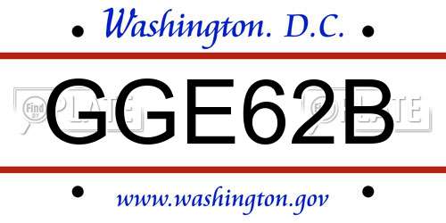 GGE62B District Of Columbia License Plate