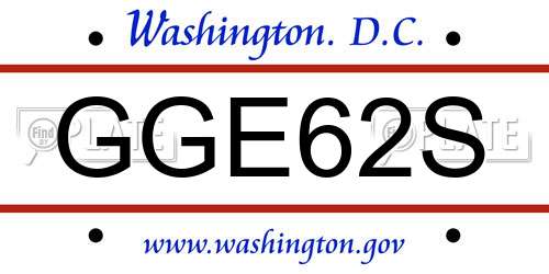 GGE62S District Of Columbia License Plate