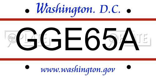 GGE65A District Of Columbia License Plate
