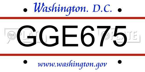GGE675 District Of Columbia License Plate