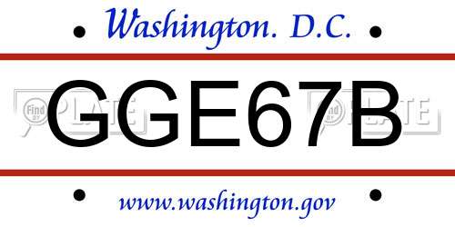 GGE67B District Of Columbia License Plate