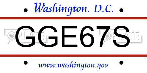GGE67S District Of Columbia License Plate