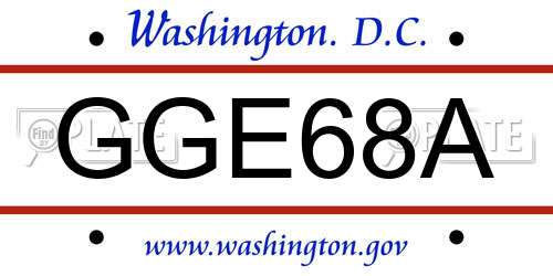 GGE68A District Of Columbia License Plate