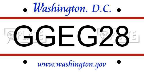 GGEG28 District Of Columbia License Plate