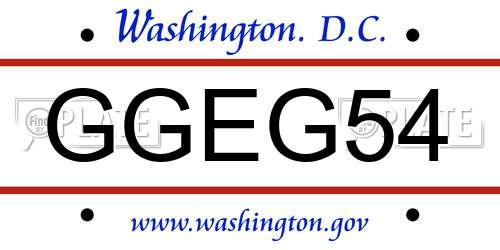 GGEG54 District Of Columbia License Plate