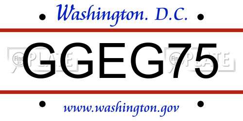 GGEG75 District Of Columbia License Plate