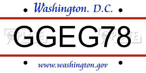 GGEG78 District Of Columbia License Plate