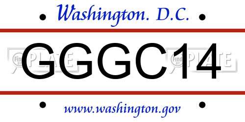GGGC14 District Of Columbia License Plate