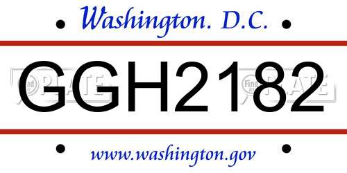 GGH2182 District Of Columbia License Plate