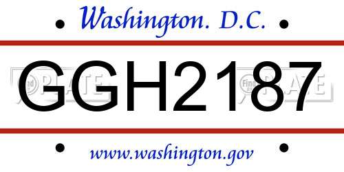 GGH2187 District Of Columbia License Plate