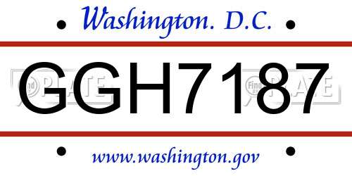 GGH7187 District Of Columbia License Plate