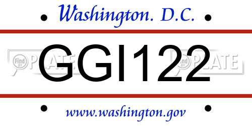 GGI122 District Of Columbia License Plate