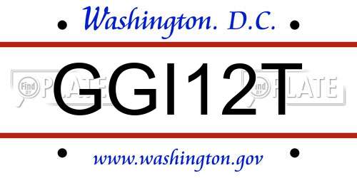GGI12T District Of Columbia License Plate