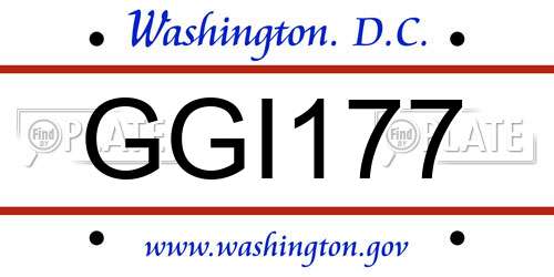 GGI177 District Of Columbia License Plate