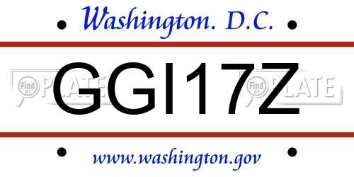 GGI17Z District Of Columbia License Plate