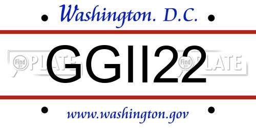 GGII22 District Of Columbia License Plate