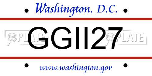 GGII27 District Of Columbia License Plate