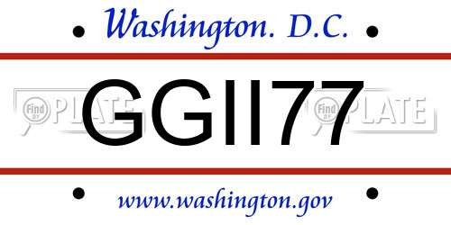GGII77 District Of Columbia License Plate