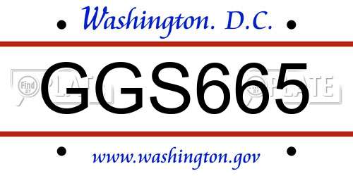 GGS665 District Of Columbia License Plate