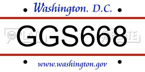 GGS668 District Of Columbia License Plate