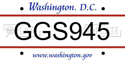 GGS945 District Of Columbia License Plate