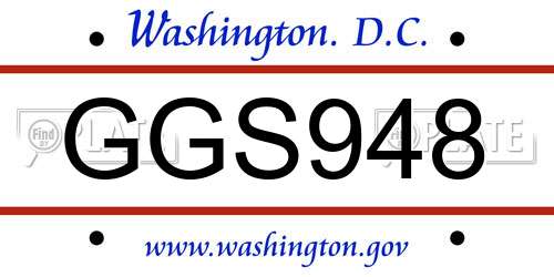 GGS948 District Of Columbia License Plate