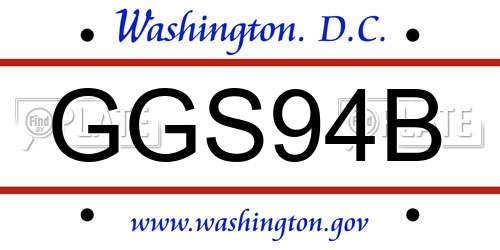 GGS94B District Of Columbia License Plate