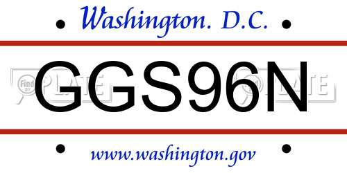 GGS96N District Of Columbia License Plate