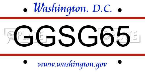 GGSG65 District Of Columbia License Plate