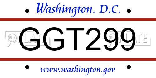GGT299 District Of Columbia License Plate