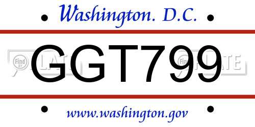 GGT799 District Of Columbia License Plate