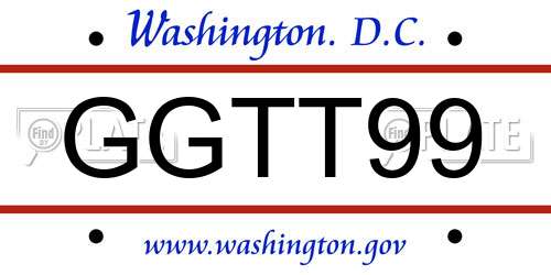 GGTT99 District Of Columbia License Plate