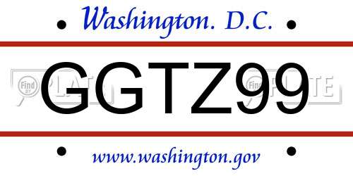 GGTZ99 District Of Columbia License Plate