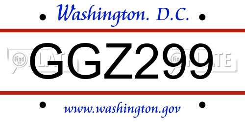 GGZ299 District Of Columbia License Plate