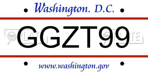 GGZT99 District Of Columbia License Plate