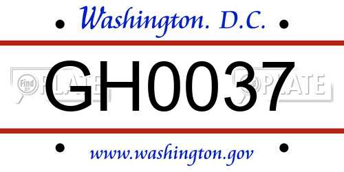 GH0037 District Of Columbia License Plate