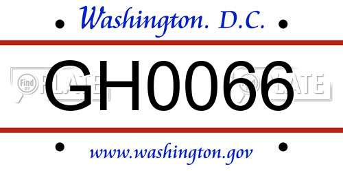 GH0066 District Of Columbia License Plate