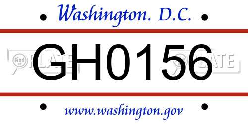 GH0156 District Of Columbia License Plate