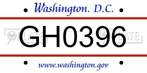 GH0396 District Of Columbia License Plate