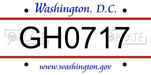 GH0717 District Of Columbia License Plate