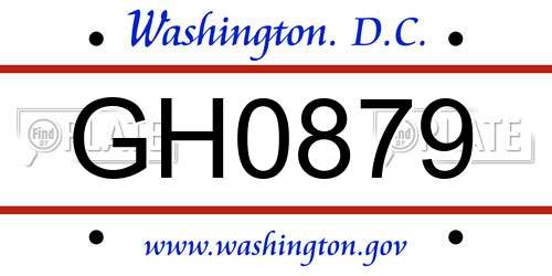 GH0879 District Of Columbia License Plate